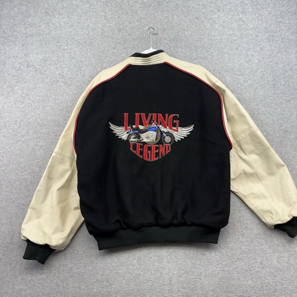 Vintage 90s Leather Jacket Varsity Biker  Bald Eagle Men's M USA MADE Dallas M